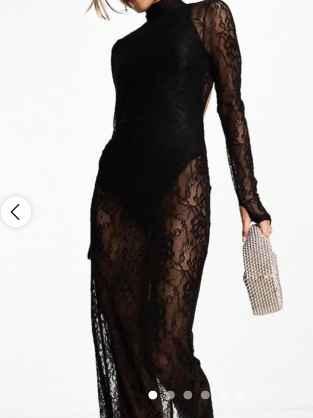 ASOS Design Lace Black Maxi Dress with open back size 8